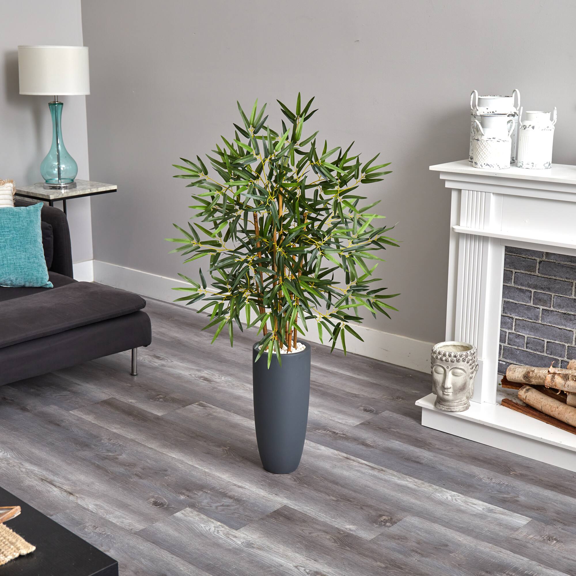 4ft. Bamboo Tree in Gray Cylinder Planter